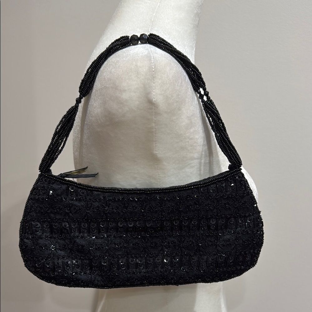 Preston & York Elegant Black Beaded Small Women's Bag